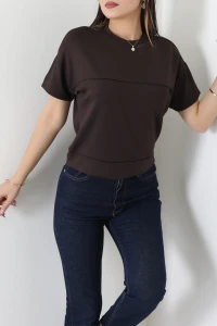Örme Modal Çımalı Bluz Kahve - 71173.2023.