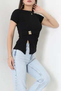 Toka Aksesuarlı Sandy Bluz Siyah - 71176.2023.