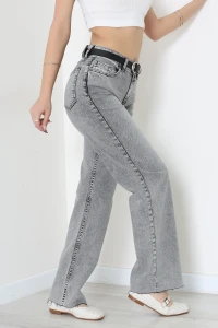 Kemerli Palazzo Kot Pantolon Gray - 2947907.1968.