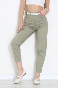 Kemerli Mom Kot Pantolon Açıkhaki - 3011931.1968.