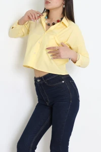 Cepli Crop Poplin Gömlek Sarı - 43951.2131.