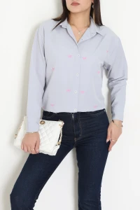 Nakış Detaylı Terıkoton Gömlek Boyalıgri - 43958.2111.