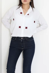 Nakış Detaylı Terıkoton Gömlek Beyaz - 43961.2111.