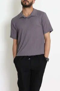 Polo Yaka Bürümcük Erkek Tişört Antrasit - 70928.1937.