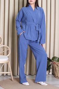 Tensel Bağlamalı Kimono Takım İndigo - 7120.1254.