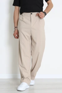 Dokuma Beli Lastikli Baggy Erkek Pantolon Bej - 71351.1871.