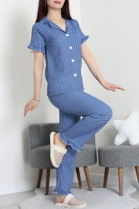 Bürümcük Fırfırlı Pijama Takımı Saksmavisi - 127.1287.