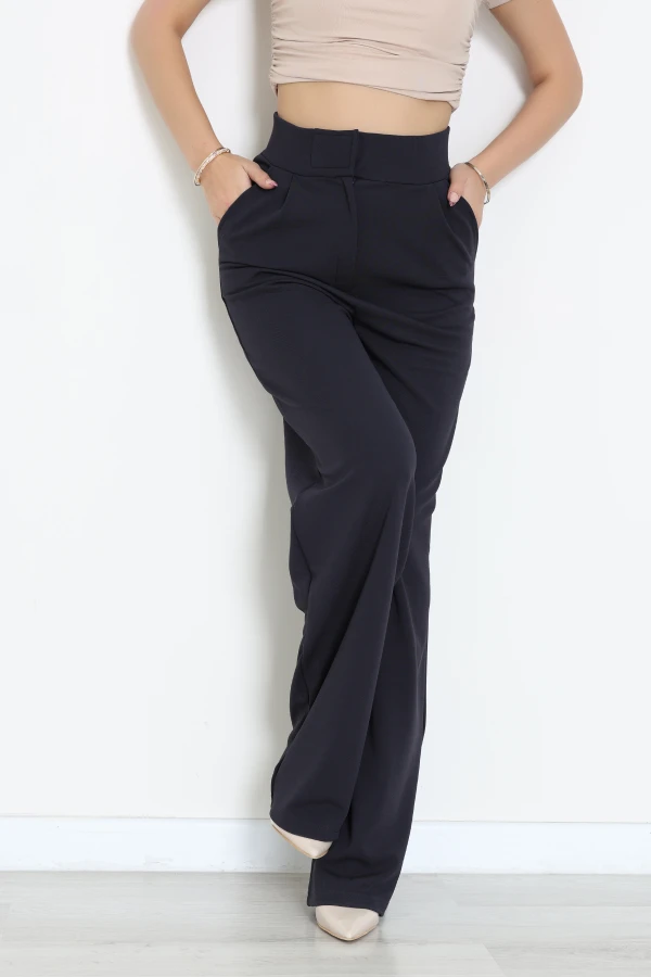 Kemer Cırtlı Krep Pantolon Lacivert - 20255.1865.