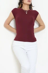 Bisiklet Yaka Penye Tişört Bordo - 21890.200.