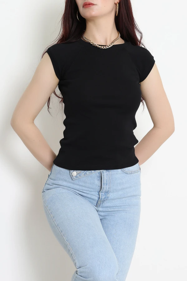 Bisiklet Yaka Penye Tişört Siyah - 21890.200.