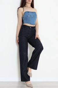 Taşlı Palazzo Kot Pantolon Koyulaci - 32397.2001.