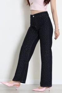 Taşlı Çımalı Kot Pantolon Koyumavi - 32448.2001