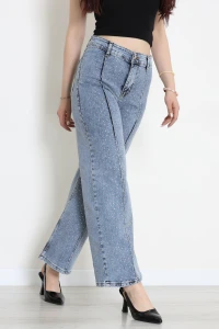 Taşlı Çımalı Kot Pantolon Buzmavi - 32448.2001