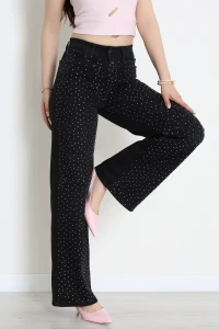 Taşlı Çımalı Kot Pantolon Siyah - 32448.2001