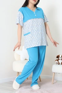 Süprem Büyük Beden Pijama Takımı Mavi - 52286.1902.