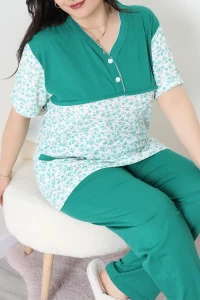 Süprem Büyük Beden Pijama Takımı Yeşil - 52286.1902.