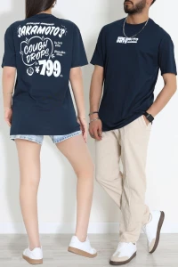 Kompak Penye Baskılı Unisex Oversize Tişört Lacibeyaz - 55135.1872.