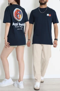 Kompak Penye Baskılı Unisex Oversize Tişört Laciçiçek - 55135.1872.