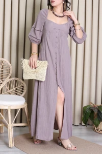 Maxi Boy Gofre Elbise Vizon - 6010.483.