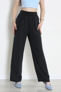 Dokuma Modal Kumaş Yan Fermuarlı Lastikli Pantolon Siyah - 71133.1837.