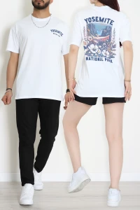 Kompak Penye Baskılı Unisex Oversize Tişört Beyazlaci - 55135.1872.