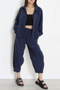 Dokuma Modal Şalvarlı Takım Lacivert - 011.2153.