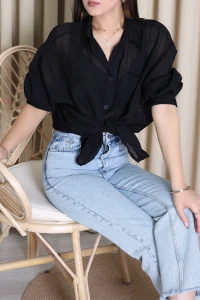 Şifon Gömlek Siyah - 2522019.483.