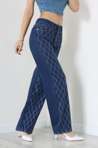 Taşlı Palazzo Kot Pantolon Koyumavi - 31362.2001.