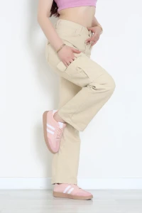 Kargo Cep Palazzo Kot Pantolon Bej - 410344.2141.