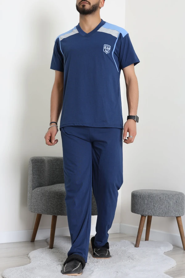 Süprem Garnili Erkek Pijama Takımı Mavi - 42779.1838.