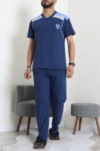 Süprem Garnili Erkek Pijama Takımı Mavi - 42779.1838.