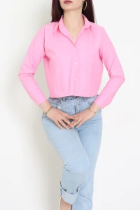 Cepli Crop Poplin Gömlek Pembe - 43951.2131.