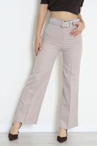 Dabıl Kumaş Kalın Kemerli Palazzo Pantolon Vizon - 71205.1920.