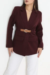 Kemerli Blazer Ceket Mürdüm - 71436.1991.
