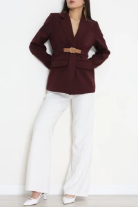 Kemerli Blazer Ceket Mürdüm - 71436.1991.