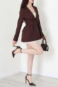 Belden Pensli Tek Düğme Blazer Ceket Kahve - 71437.1991.