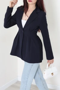 Belden Pensli Tek Düğme Blazer Ceket Lacivert - 71437.1991.