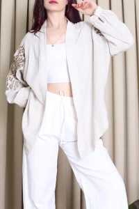 Keten Nakışlı Kimono Kumbeji - 037.2153.