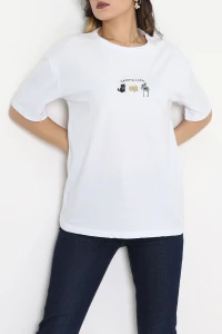 Baskılı Penye Tişört Beyazhardal - 41305.0034.