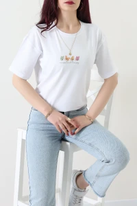 Baskılı Penye Tişört Beyazkelebek - 41305.0034.