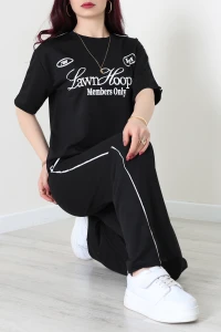 2 İplik Biyeli Baskılı Eşofman Takımı Siyah - 52265.1005.