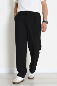 Dokuma Pileli Palazzo Erkek Pantolon Siyah - 70944.2061.