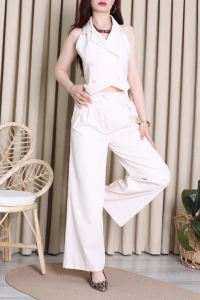 Gabardin Yelekli Takım Krem - 71341.1437.