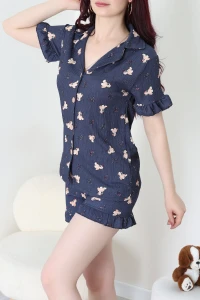 Bürümcük Fırfırlı Şortlu Pijama Takımı Laciayı - 149.1287.