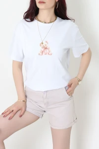 Baskılı Penye Tişört Beyazbej - 41305.0034.