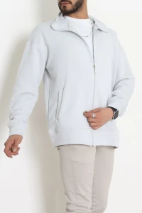 3 İplik Şardonsuz Dik Yaka Fermuarlı Erkek Sweat Boyalıgri - 42816.1878.