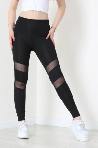 Tül Detaylı Dalgıç Tayt Black - 50063.1098.