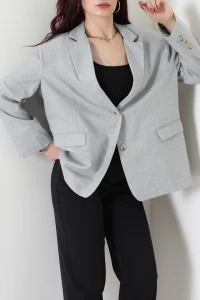 Poliviskon Oversize Astarlı Blazer Ceket Gri - 71117.1437.