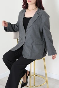 Poliviskon Oversize Astarlı Blazer Ceket Füme - 71117.1437.