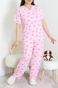 Modal Büyük Beden Pijama Takımı Pembeçiçek - 775.1287.
